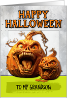 Grandson Scary Pumpkins Halloween card