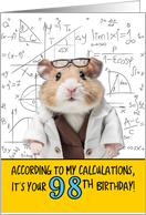 98 Years Old Birthday Math Hamster card