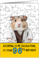 96 Years Old Birthday Math Hamster card