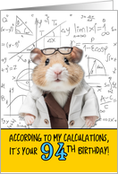 94 Years Old Birthday Math Hamster card