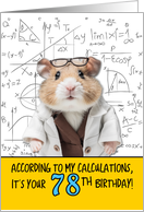78 Years Old Birthday Math Hamster card