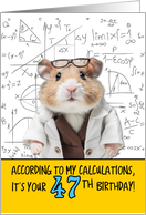 47 Years Old Birthday Math Hamster card