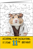 11 Years Old Birthday Math Hamster card