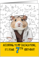 7 Years Old Birthday Math Hamster card