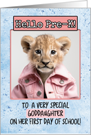 Goddaughter First Day in Pre-K Lion Cub card