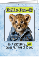 Son First Day in Pre-K Lion Cub card