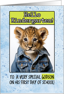 Godson First Day in Kindergarten Lion Cub card