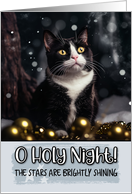 Tuxedo Cat O Holy Night Christmas card