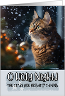 Tortoiseshell Cat O Holy Night Christmas card