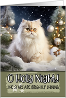 Persian Cat O Holy Night Christmas card