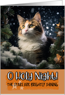 Calico Cat O Holy Night Christmas card