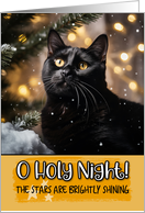 Black Cat O Holy Night Christmas card