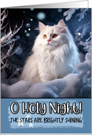 Turkish Angora Cat O Holy Night Christmas card