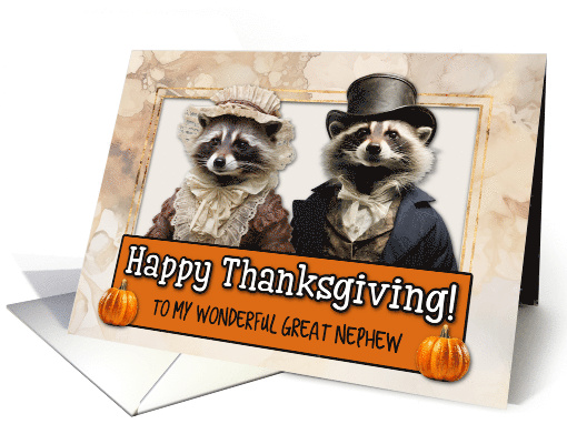 Great Nephew Thanksgiving Pilgrim Raccoon Couple card (1788584)