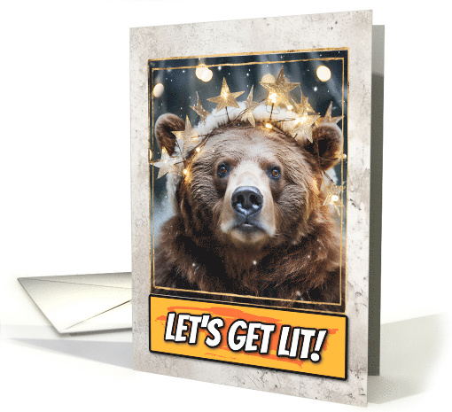 Brown Bear Let's get Lit Christmas card (1788692)