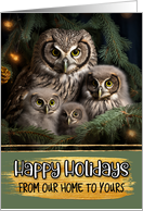 Owl Family From Our Home to Yours Christmas card