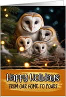 Barn Owl Family From Our Home to Yours Christmas card