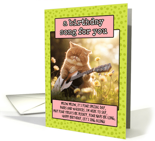 Happy Birthday Exotic Shorthair Cat with Guitar card (1789474)