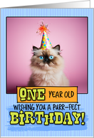 1 Year Old Happy Birthday Himalayan Cat card