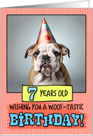 7 Years Old Happy Birthday Bulldog Puppy card