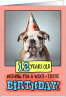 12 Years Old Happy Birthday Bulldog Puppy card