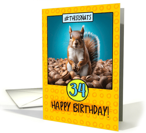 34 Years Old Happy Birthday Squirrel and Nuts card (1790322)