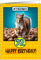 92 Years Old Happy Birthday Squirrel and Nuts card