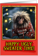 Tamarin Monkey Ugly Sweater Christmas card