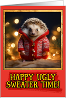 Hedgehog Ugly Sweater Christmas card