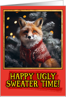 Fox Ugly Sweater Christmas card