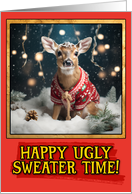 Deer Ugly Sweater Christmas card