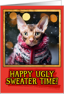 Cornish Rex Cat Ugly Sweater Christmas card