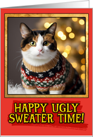 Calico Cat Ugly Sweater Christmas card