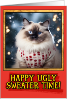 Ragdoll Cat Ugly Sweater Christmas card