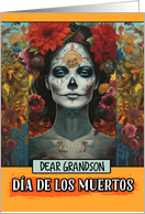 Grandson Dia de Los Muertos Woman card