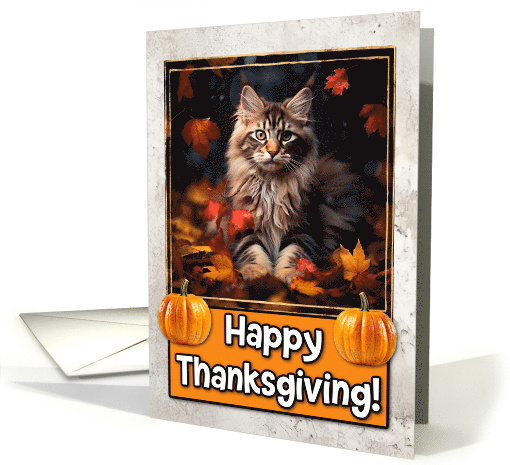 Maine Coon Kitten Happy Thanksgiving card (1794332)