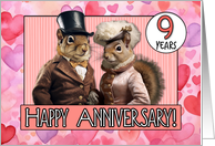 9 Years Wedding Anniversary Squirrel Bride and Groom card