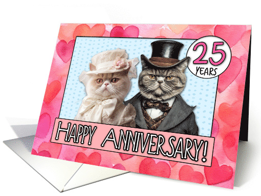 25 Years Wedding Anniversary Cat Bride and Groom card (1795246)