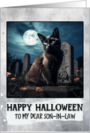 Son in Law Happy Halloween Black Cat card