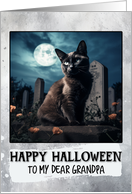 Grandpa Happy Halloween Black Cat card