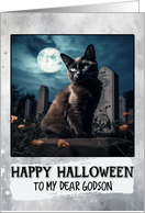 Godson Happy Halloween Black Cat card