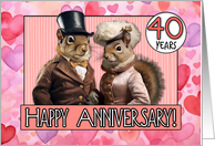 40 Years Wedding Anniversary Squirrel Bride and Groom card
