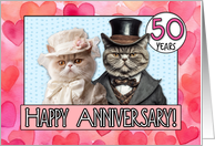 50 Years Wedding Anniversary Cat Bride and Groom card
