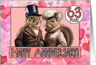 63 Years Wedding Anniversary Squirrel Bride and Groom card