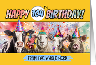 104 Years Old Happy Birthday Herd card