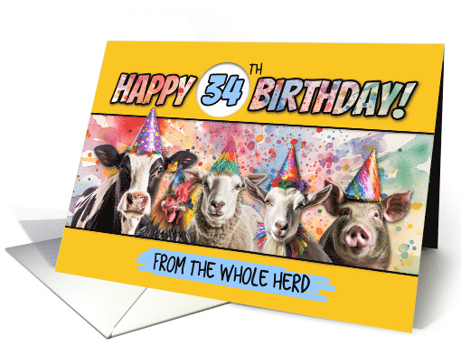 34 Years Old Happy Birthday Herd card (1798402)