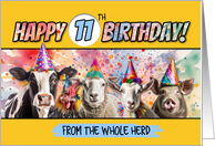 11 Years Old Happy Birthday Herd card