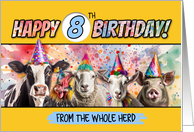 8 Years Old Happy Birthday Herd card