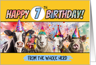 7 Years Old Happy Birthday Herd card