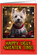 West Highland White Terrier Ugly Sweater Christmas card